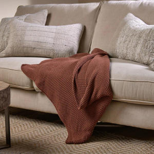 Nkuku Nahan Moss Stitch Cotton Throw Rust